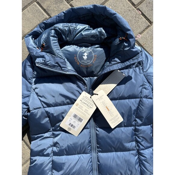 Save The Duck Mega15 Taylor Long Quilted Puffer Jacket Coat Blue NWT $298 XS - Picture 3 of 14